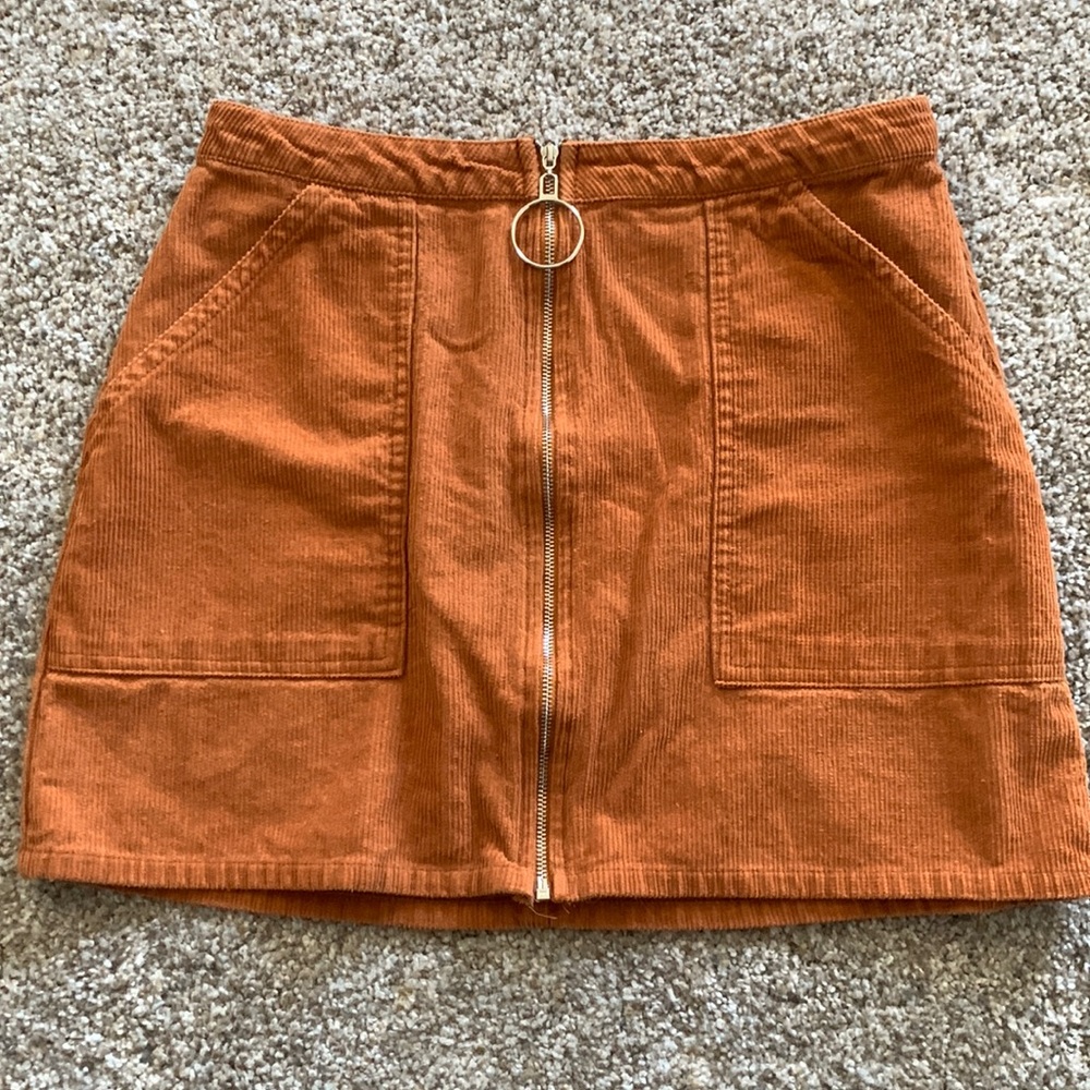 Autumn Orange Zip Up Skirt